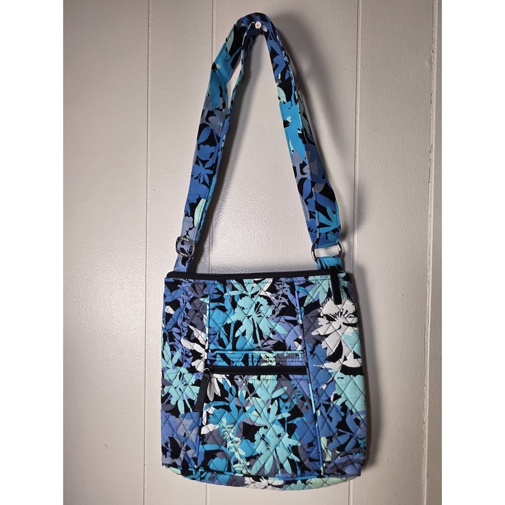 Vera Bradley Blue Turquoise Camo Floral Crossbody Shoulder Bag Purse Retired - Picture 2 of 5